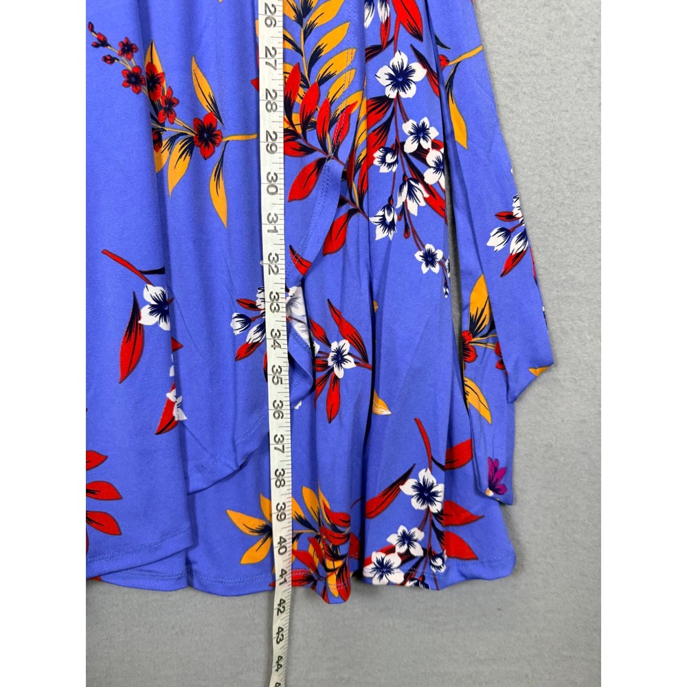 Sweetheart Faux Wrap Jersey Dress Malibu Ultramarine Floral 1L Coquette Dopamine - Picture 4 of 9